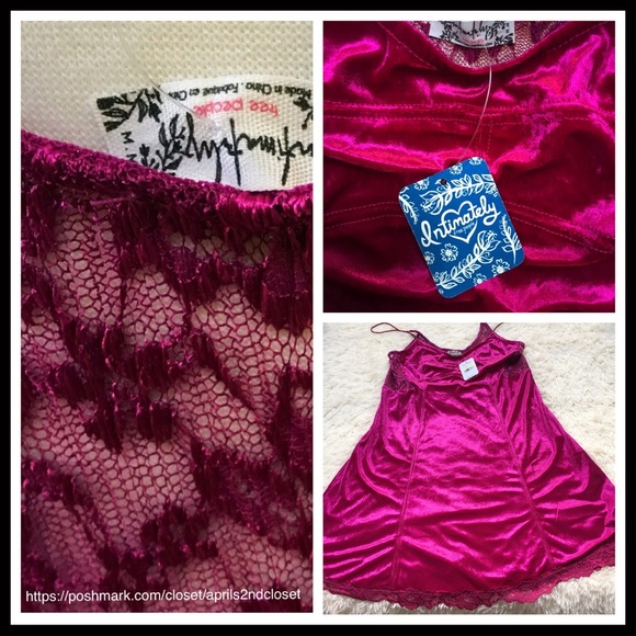 FREE PEOPLE LACE TRIM VELVET MINI SLIP DRESS - Picture 7 of 8